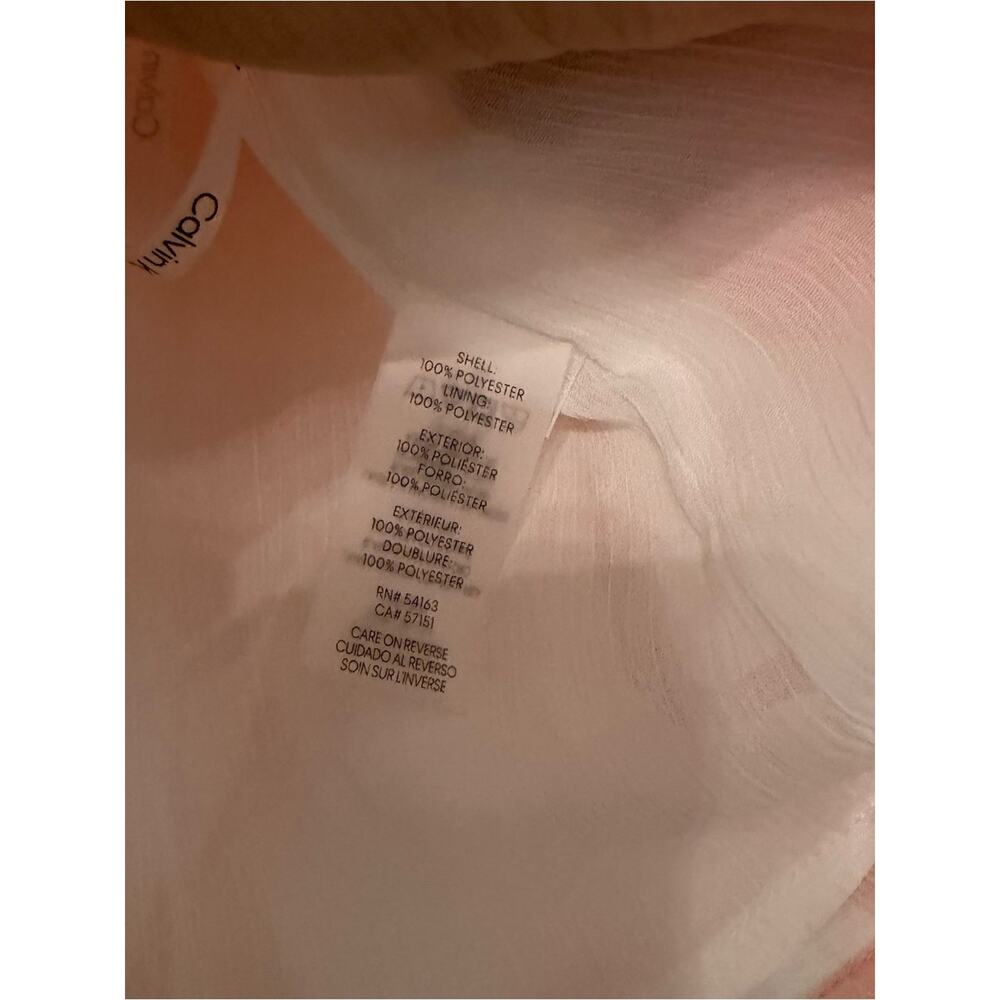 Calvin Klein Peach-Pink lined Satin Short Sleeve Blouse - Picture 4 of 7